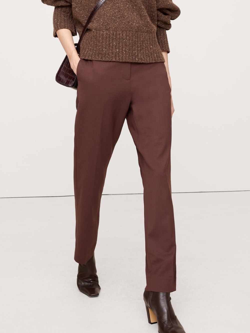 Banana Republic High- Rise Modern Slim Italian Lightweight Wool Ankle Pant
